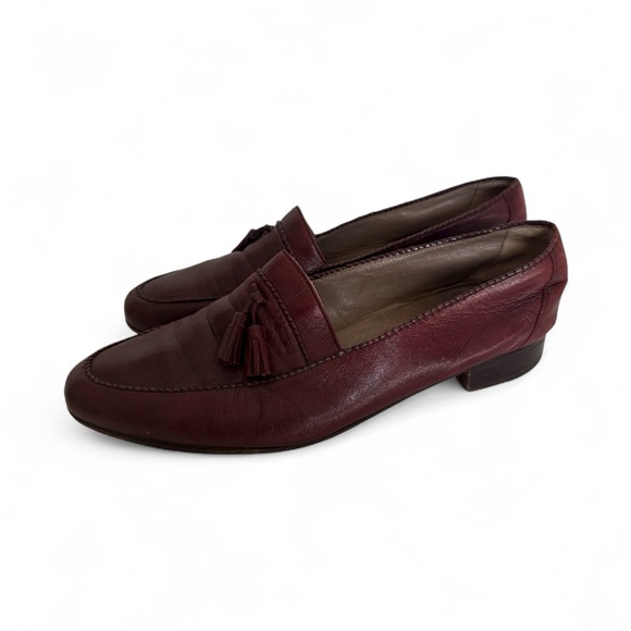 BALLY Cherry Red Burgundy Leather Tassel Loafers Men 11 Vintage Made in Italy - Picture 6 of 10